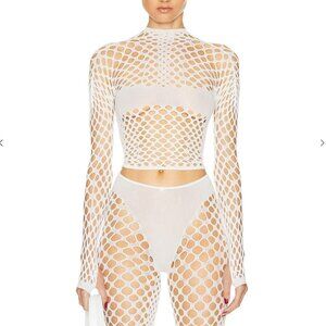 NWT Jean Paul Gaultier Perforation Details Long Sleeve Top in Ecru size small